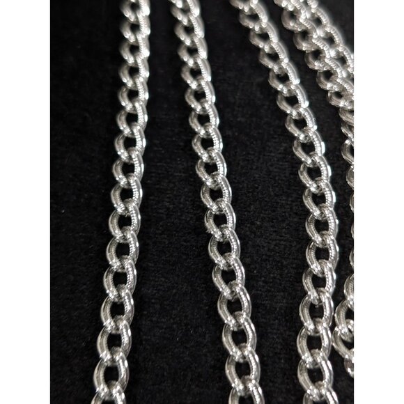 Vintage Monet Silver Tone Textured Curb Chain Link Long Opera Necklace 54 inches - Picture 4 of 12